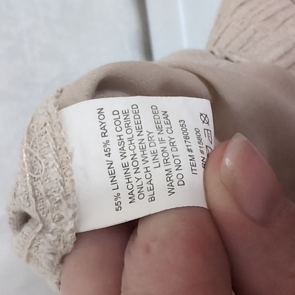 Briggs Light Tan Linen Blend Stretch Waist Wide Leg Pants Size Medium - Picture 6 of 6